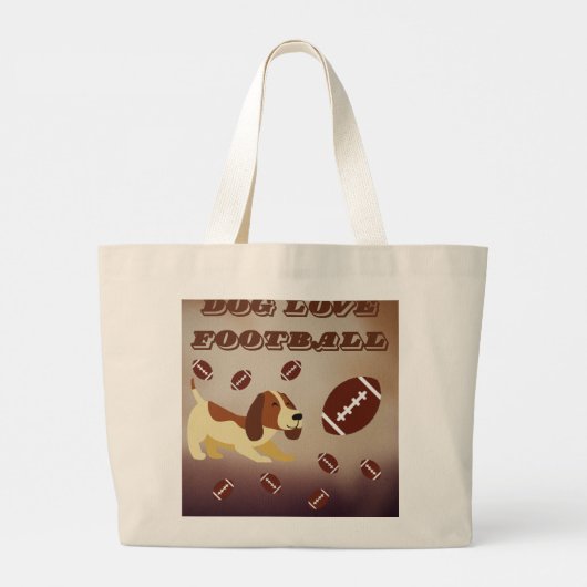 Bruin Voetbal Football Spel Dag Sporthond Grote Tote Bag (Achterkant)
