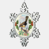 Bruin Vogel Sneeuwvlok Pewter Kerst Ornament (Rechts)