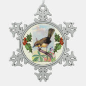 Bruin Vogel Sneeuwvlok Pewter Kerst Ornament (Voorkant)