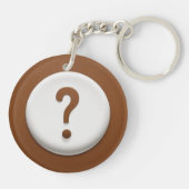Bruin vraagteken met dubbele cirkels achtergrond sleutelhanger (Achterkant)