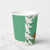 Bruin Vrouw Deer in Sneeuwpine Boom Mint Green Papieren Bekers (Rechts)