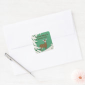 Bruin Vrouw Der Pine Boom Sneeuwmint Groen Vierkante Sticker (Envelop)