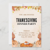 Bruin Waterverf Thanksgiving Diner Party Kaart (Voorkant)