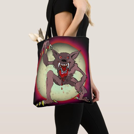 Bruin weerwolf - Moon Silver Bullets Halloween Tote Bag (Dichtbij)