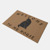 Bruin Welkom bij mijn huis kat deurmat (Schuin)