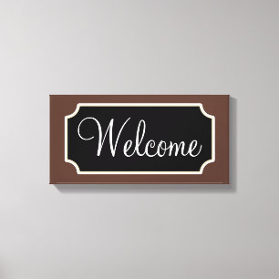 Bruin Welkom Bord Canvas Afdruk