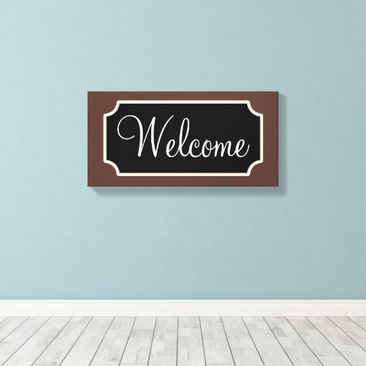 Bruin Welkomstbord Canvas (Insitu (Houten vloer))