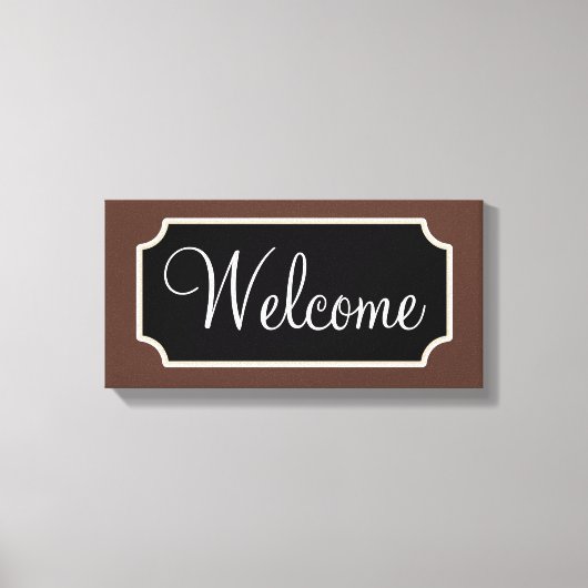 Bruin Welkomstbord Canvas Afdruk (Voorkant)