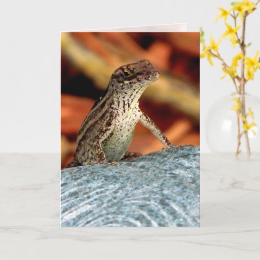 Bruin Wenskaart (hagedis) Kaart (Gele Bloem)