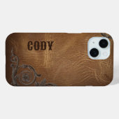 bruin Western Cowboy Leather Initialen Case-Mate iPhone Case (Achterkant (horizontaal))