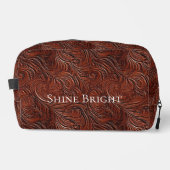 Bruin Western Cowgirl Bohemian Chic Leaf Toilettasje (Voorkant)