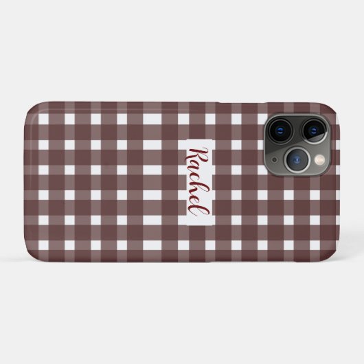 Bruin White Gingham, gepersonaliseerd Case-Mate iPhone Case (Achterkant (horizontaal))