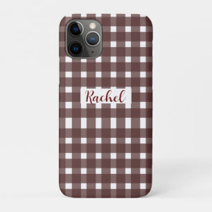 Bruin White Gingham, gepersonaliseerd Case-Mate iPhone Case