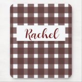 Bruin White Gingham, gepersonaliseerd Muismat (Voorkant)
