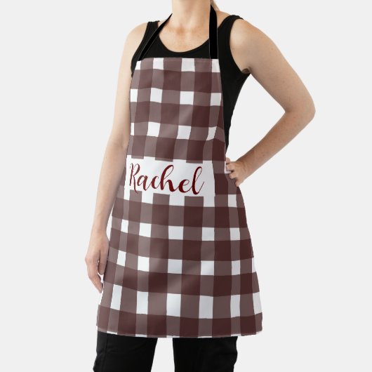 Bruin White Gingham, gepersonaliseerd Schort (Insitu)