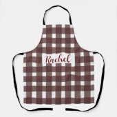 Bruin White Gingham, gepersonaliseerd Schort (Voorkant)