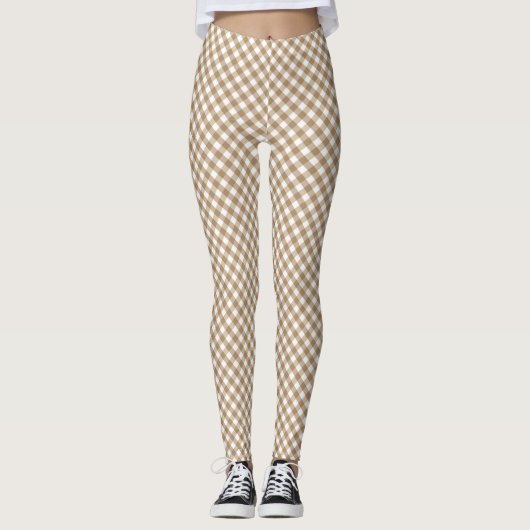 Bruin White Gingham Leggings (Voorkant)