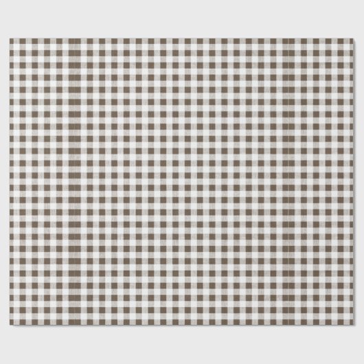 Bruin White Gingham Pattern Cadeaupapier (Vlak)