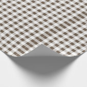 Bruin White Gingham Pattern Cadeaupapier (Hoek)