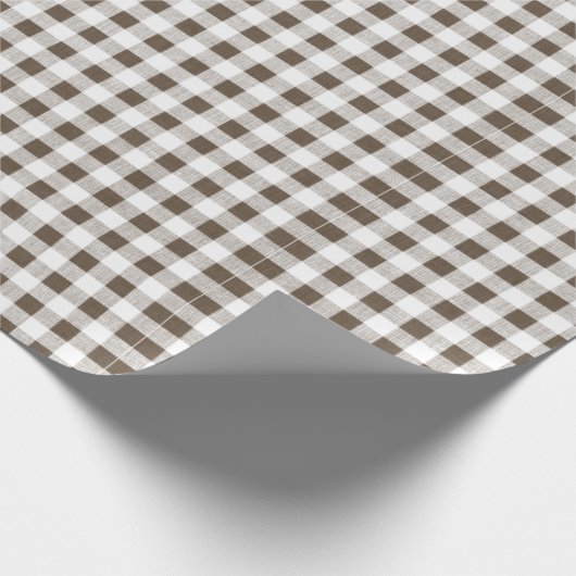 Bruin White Gingham Pattern Cadeaupapier (Hoek)