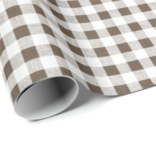 Bruin White Gingham Pattern Cadeaupapier (Rol Hoek)