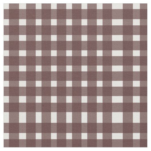 Bruin White Gingham Pattern Stof (Close Up)