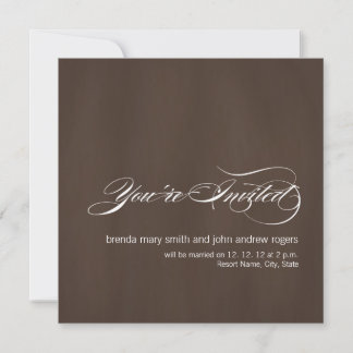Bruin White Modern Wedding Invitation Kaart