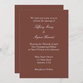 Bruin White Plain Simple Wedding Invitation Kaart (Voorkant / Achterkant)