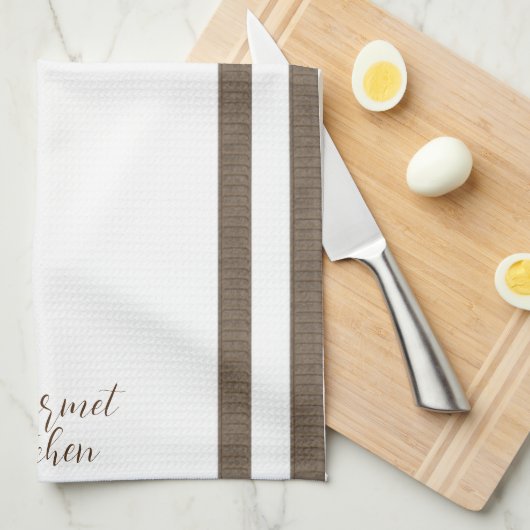 Bruin White Stripe Kitchen Hand Towel Gourmet Theedoek (Quarter Fold)