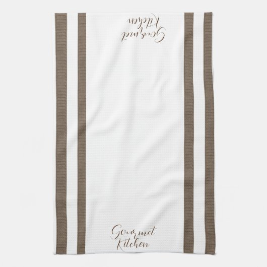 Bruin White Stripe Kitchen Hand Towel Gourmet Theedoek (Verticaal)