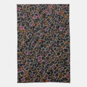 Bruin-wijnmozaïek onregelmatig over wit theedoek (Verticaal)