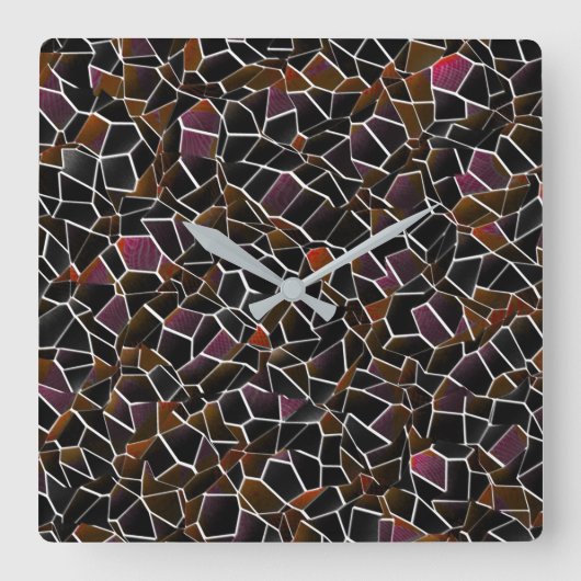 Bruin-wijnmozaïek onregelmatig over wit vierkante klok (Voorkant)