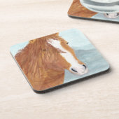 Bruin Wild Horse Blue Mountain Lake - acryl. Bier Onderzetter (Linkerzijde)