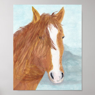 Bruin Wild Horse Blue Mountain Lake - acryl.  Poster