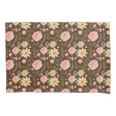 Bruin Wildflower Roos Pattern Kussensloop (Voorkant)