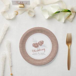 Bruin winterdennekegelpapier borden papieren bordje