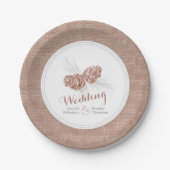 Bruin winterdennekegelpapier borden papieren bordje (Voorkant)