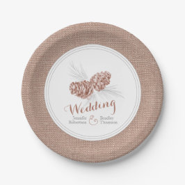 Bruin winterdennekegelpapier borden papieren bordje