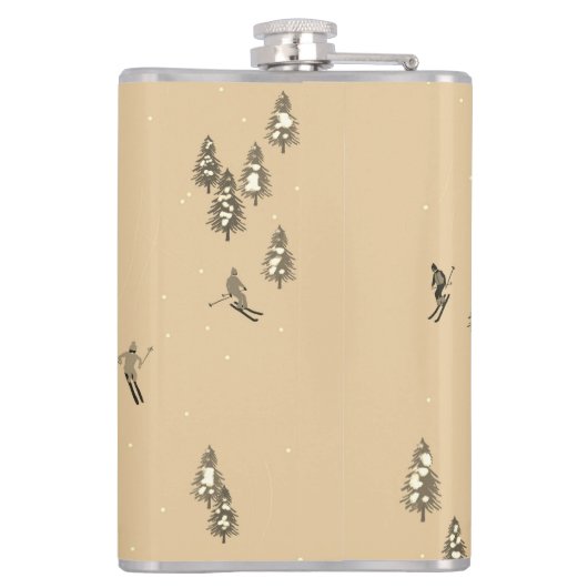  bruin winterskiërs Skipatroon Heupfles (Achterkant)