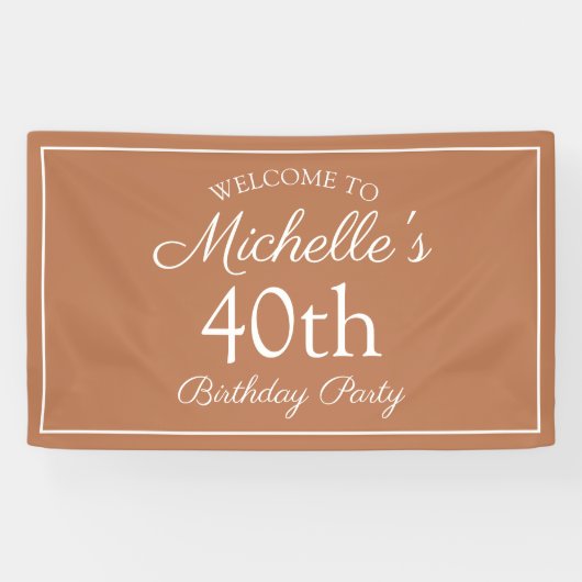 Bruin wit 40th Birthday Party Spandoek (Horizontaal)