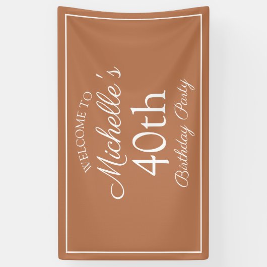 Bruin wit 40th Birthday Party Spandoek (Verticaal)