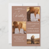 Bruin wit alles in één script foto's bruiloft kaart (Voorkant)