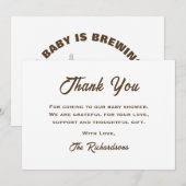 Bruin wit Baby shower koffie een Baby is brouwen Bedankkaart (Voorkant / Achterkant)
