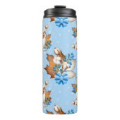 BRUIN WIT BLAUW HERFST HERFST POMPOENEN & BLADEREN THERMOSBEKER (Voorkant)