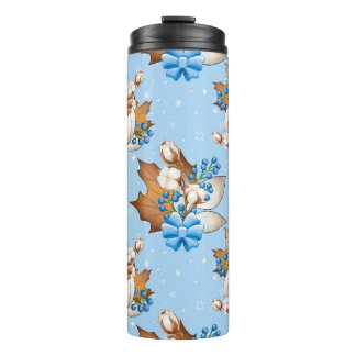 BRUIN WIT BLAUW HERFST HERFST POMPOENEN & BLADEREN THERMOSBEKER