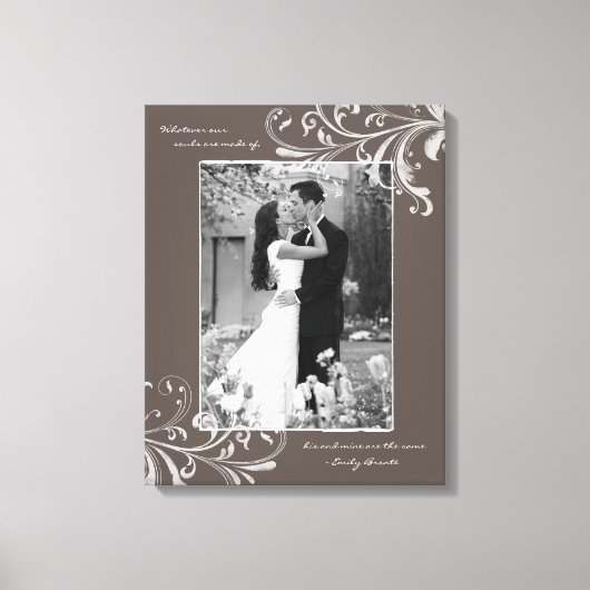 Bruin Wit Bloemenportret Fotosjabloon Afbeelding Canvas Afdruk (Voorkant)