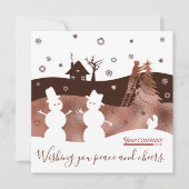 Bruin, wit, Bronze Snowmen Company Holiday Kaart (Voorkant)