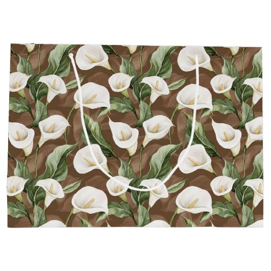 Bruin Wit Calla Lily Floral Vrijgezellenfeest Groot Cadeauzakje (Achterkant)