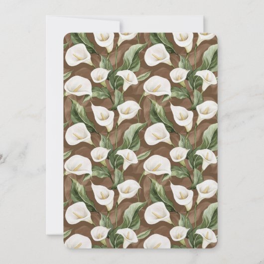 Bruin Wit Calla Lily Floral Vrijgezellenfeest Kaart (Achterkant)