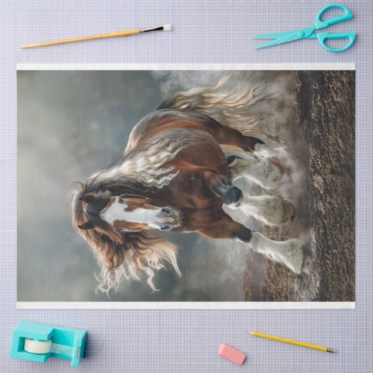 Bruin Wit Clydesdale Like Paard Decoupage Tissuepapier (Craft)